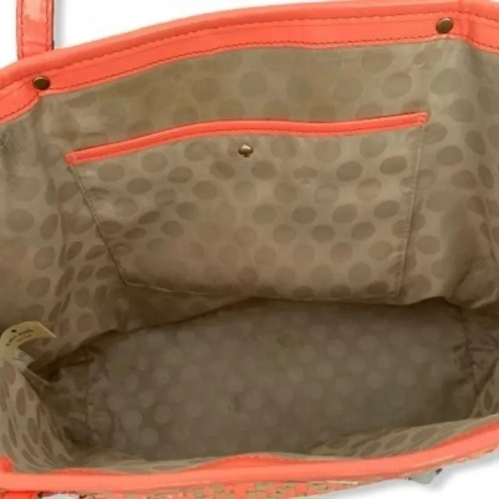 Kate Spade Coral Woven Tote Bag – Large Summer Shoulder Bag